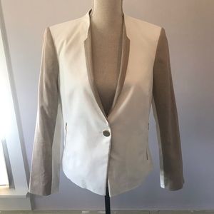 Calvin Klein White Blazer with Tan Sleeve